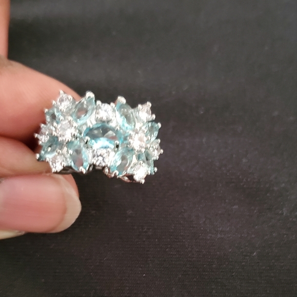 FREE Beautiful 925 Sterling Silver Sapphire & White Topaz Gemstones Ring - Picture 12 of 12